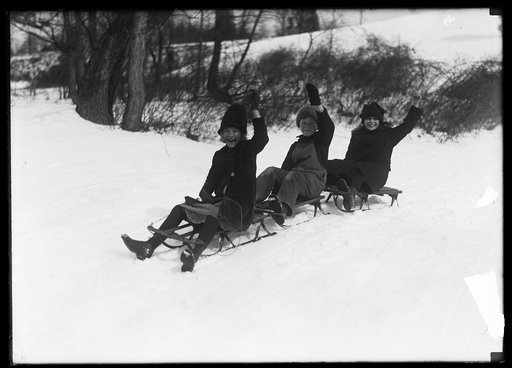 Snow, children sledding, Washington, D.C.