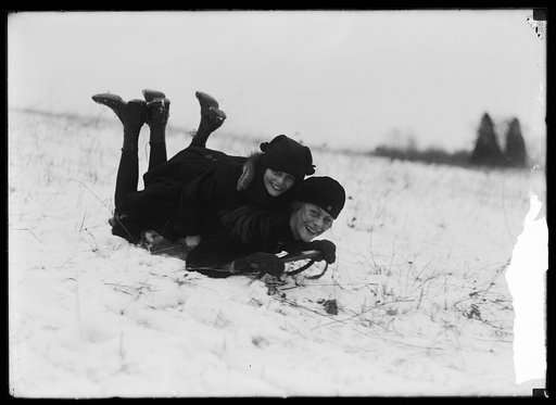 Snow, children sledding, Washington, D.C.