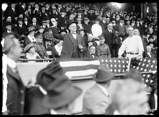 Thomas R. Marshall throwing baseball at ball game