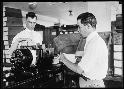 Tabulating machine, probably at Department of Commerce, Census Bureau