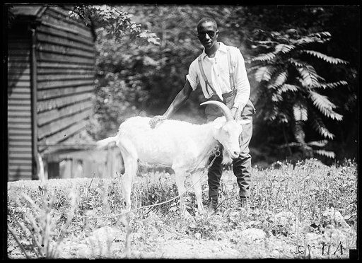 African American man with goat