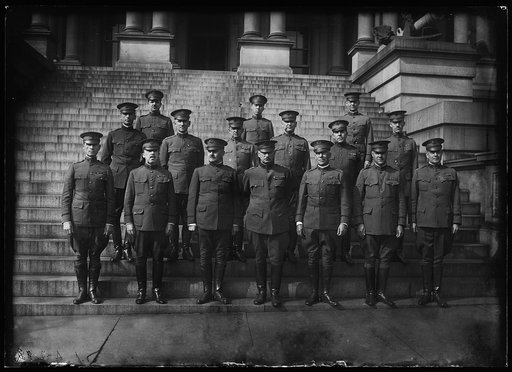 Military group on steps of State, War and Navy Building, Washington, D.C.