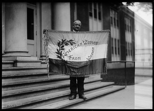 Emmons K. Ellsworth, acting director of the Council of National Defense with flag] "To American Women from Armenian Women"