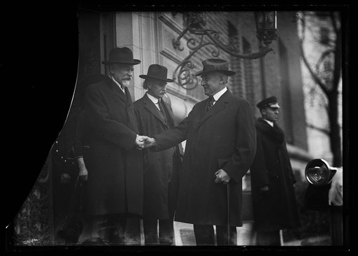 Henry Cabot Lodge, left; Warren Harding, right