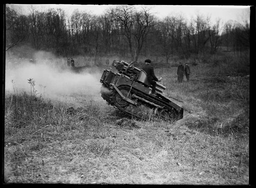 Military vehicle in field