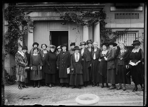 Group standing outside National Woman's Party Headquarters, Washington, D.C.