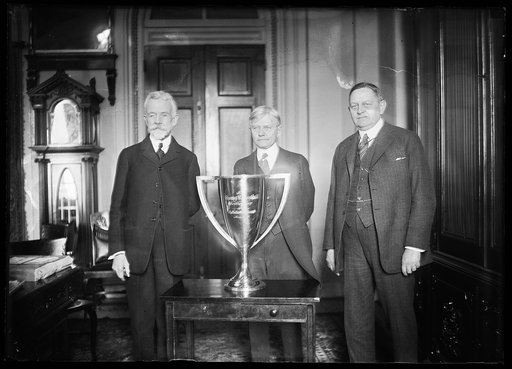 Henry Cabot Lodge, Thomas R. Marshall, Oscar Underwood and trophy cup