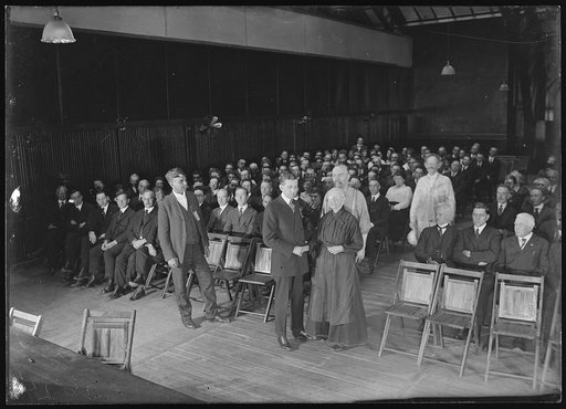 William Harrison Hays and group in auditorium