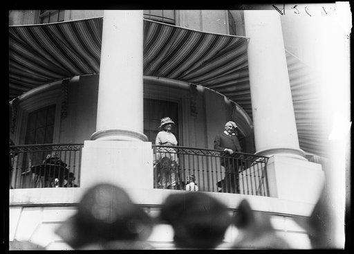 President Harding and group on porch, White House, Washington, D.C.