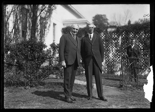 President Harding and unidentified at White House, Washington, D.C.