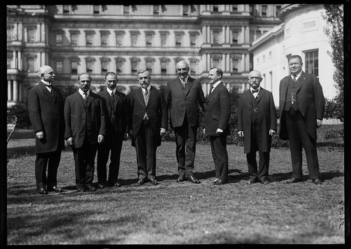 President Harding and group outside White House, Washington, D.C.