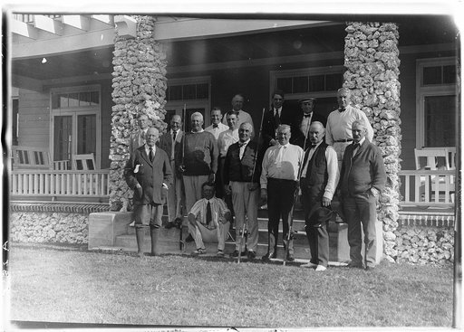 Warren Harding and group at Cocolobo Cay Club, Adams Key, Florida
