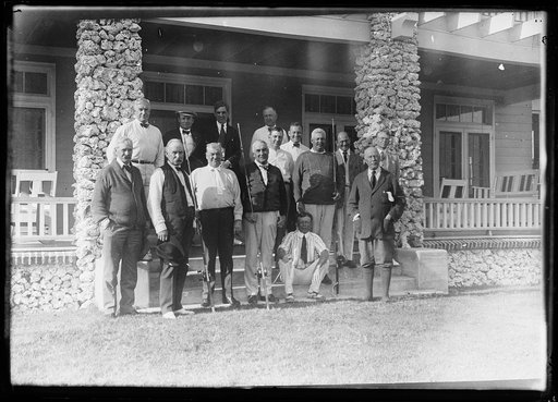 Warren Harding and group at Cocolobo Cay Club, Adams Key, Florida