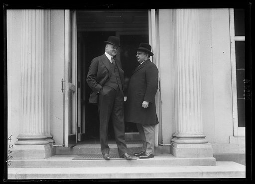 Herbert Hoover and James J. Davis at entrance to White House, Washington, D.C.