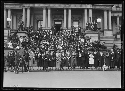 Crowd on steps of State, War and Navy Building, Washington, D.C.