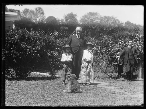 Pres. Harding with Jack (left) & Robt. Kneipp [White House, Washington, D.C.