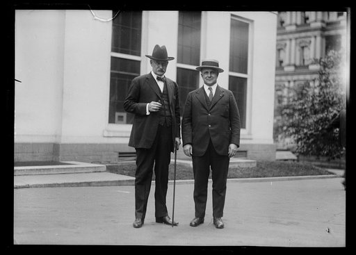 Albert Fall and James J. Davis outside White House, Washington, D.C.