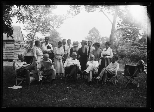 Henry Ford, Thomas Edison, Warren Harding, Harvey Firestone, and others. Firestone camp