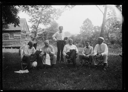 Henry Ford, Thomas Edison, Warren Harding, Harvey Firestone, and others. Firestone camp