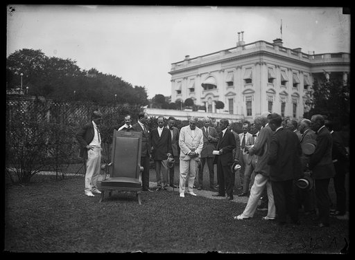 Warren Harding outside White House, Washington, D.C.