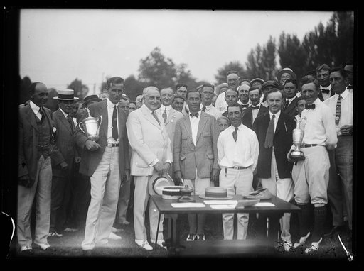 Warren Harding, Calvin Coolidge,with group and trophies; Golf tournament?
