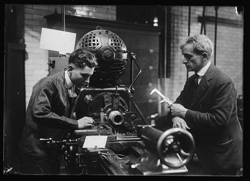 Hecox, C.W. Instructor in Machine Shop, D.C. Public Schools, supervising manufacture of practice shells for Navy at McKinley Training School, Washington, D.C.