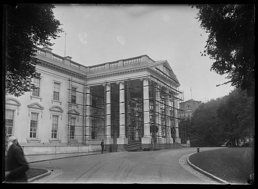 White House portico with scaffolding. Washington, D.C.