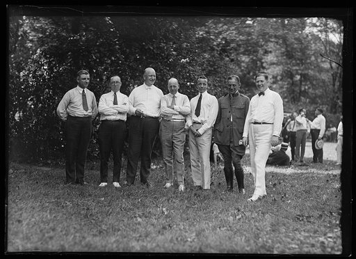 Group; Edwin Denby, 3rd from left, Theodore Roosevelt, Jr., 3rd from right