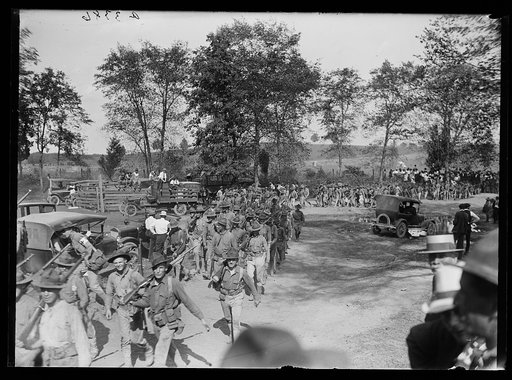 Marines gathering for maneuvers at Wilderness Battlefield, Virginia, Oct. 1921