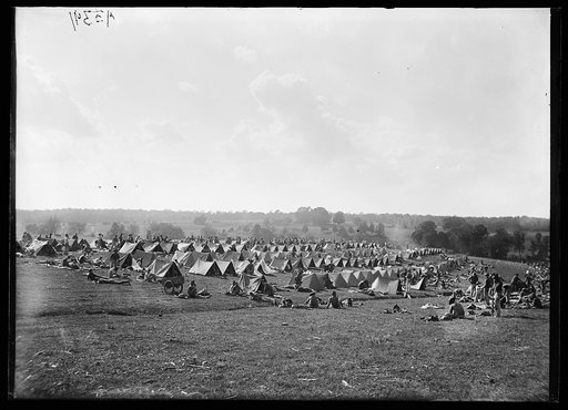 Tents in a field during the Marine maneuvers at Wilderness Battlefield, Virginia, Oct. 1921