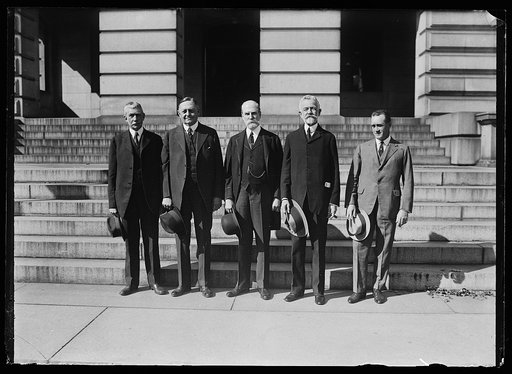 Elihu Root, Oscar Underwood, Charles Evans Hughes, Henery Cabot Lodge, Sr. and unidentified