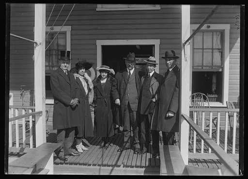 Group, left to right: Calvin Coolidge, Grace Coolidge, unidentified, John W. Weeks, William Harrison Hayes, and unidentified