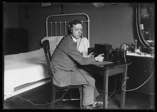 H.G. Corcoran of Wash., D.C., needs an aerial for his radio outfit. His receiving wire is connected to the wire springs of his bed which take the place of an aerial