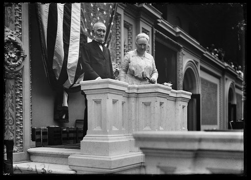 Joe Cannon and Alice Mary Robertson at podium. U.S. Capitol, Washington, D.C.