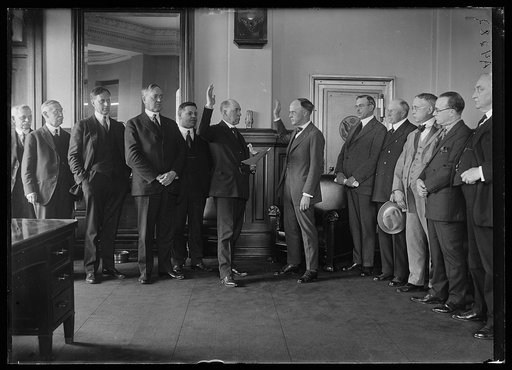 Group at swearing-in; Hubert Work, 5th from right