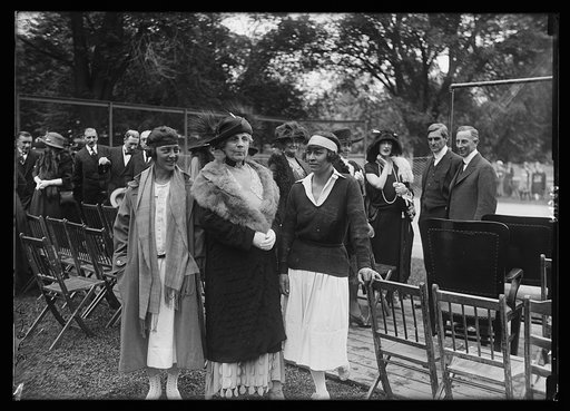 Tennis match at White House. Mrs. Harding and group