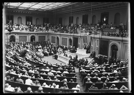 Pres. Harding addressing Congress on the industrial strife situation