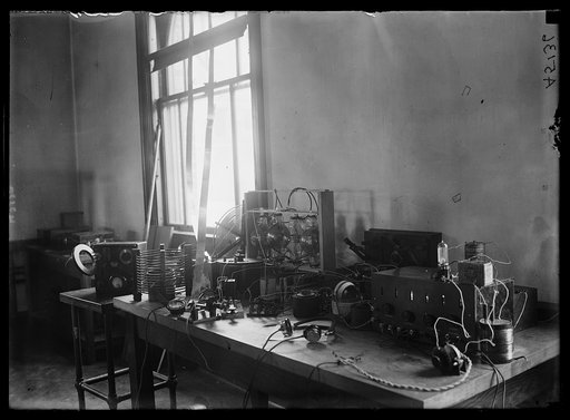 Herbert Hoover, Jr., and radio set