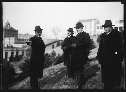 Col. Sherill pointing out to Pres. Harding where the new bridge will be built