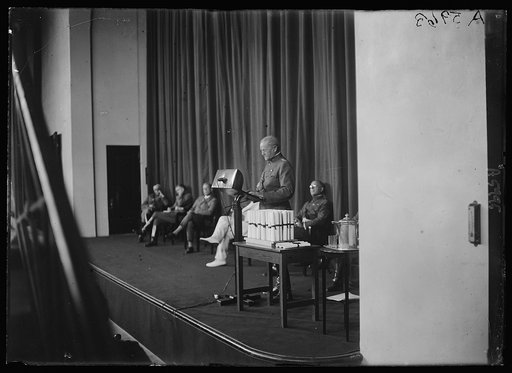 Gen. John J. Pershing addressing graduation class of the Army War College