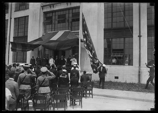Raising flag to the top of the U.S. Navy's new laboratory at Bellevue, D.C.