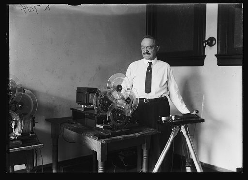 Washington, D.C., inventor C. Francis Jenkins with] Apparatus machine by radio
