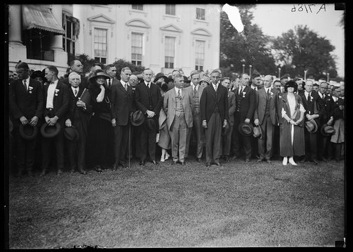 Calvin Coolidge and group outside White House, Washington, D.C.