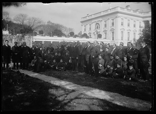 Calvin Coolidge and group outside White House, Washington, D.C.