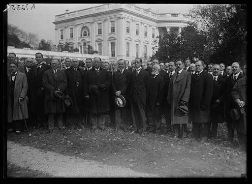 William Howard Taft, Calvin Coolidge and group outside White House, Washington, D.C.