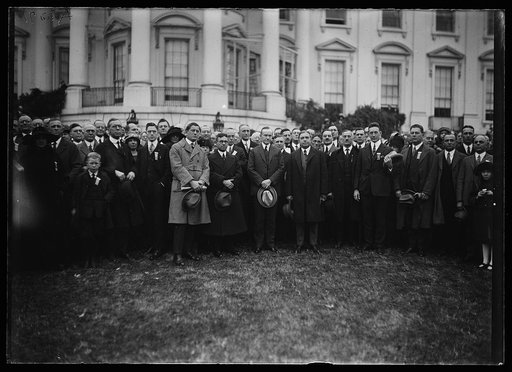 Calvin Coolidge and group outside White House, Washington, D.C.