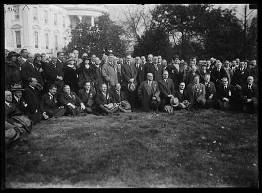 Calvin Coolidge and group outside White House, Washington, D.C.