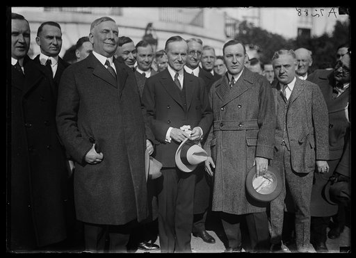 Calvin Coolidge and group outside White House, Washington, D.C.
