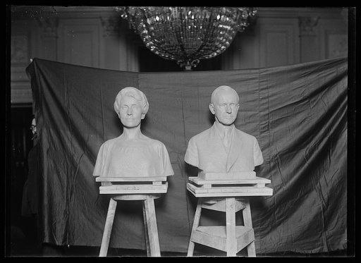 Busts of Grace Coolidge and Calvin Coolidge