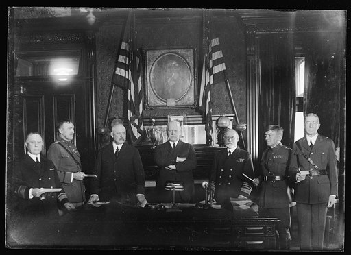 Group, including John W. Weeks, 3rd from left and Edwin Denby, center